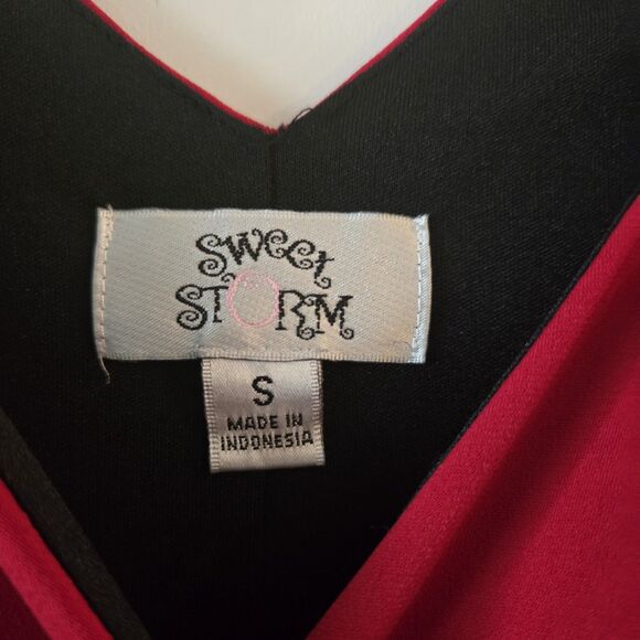 Sweet Storm Dress Womens Small Red Black Sleeveless Bodycon Cocktail Stretchy - Picture 5 of 6